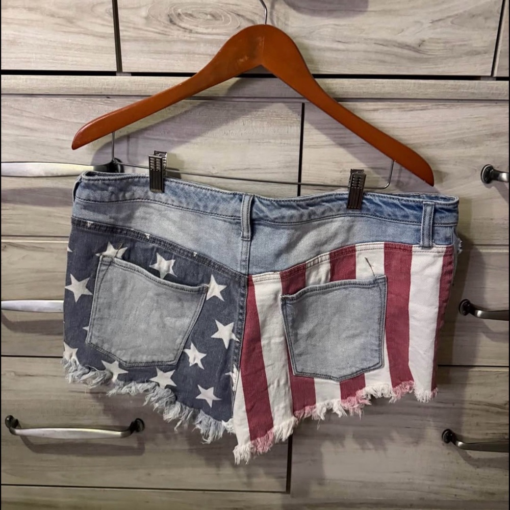 Mossimo Supply Co. Women's American Flag Denim Shorts - Red, White, Blue